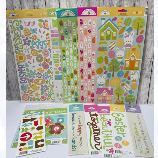 Doodlebug STICKERS Icons Headlines Easter Tags Lot of 12