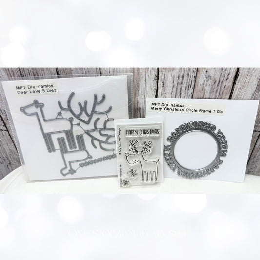 My Favorite Things DEER LOVE Christmas Reindeer Rubber Stamps Dies Lot