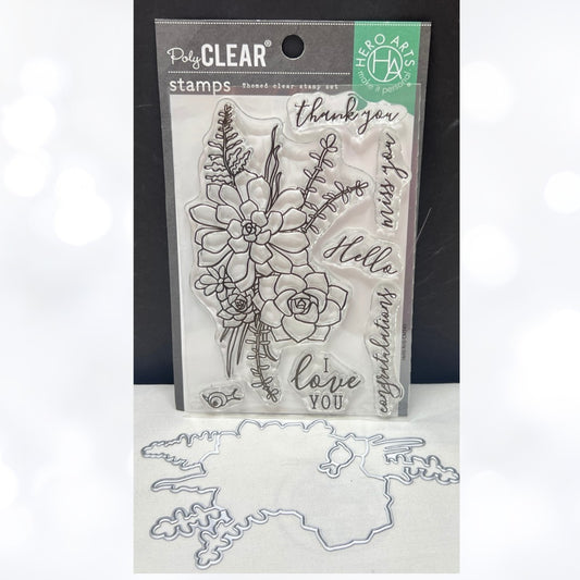 Hero Arts SUCCULENT BOUQUET Succulence Rubber Stamps Die