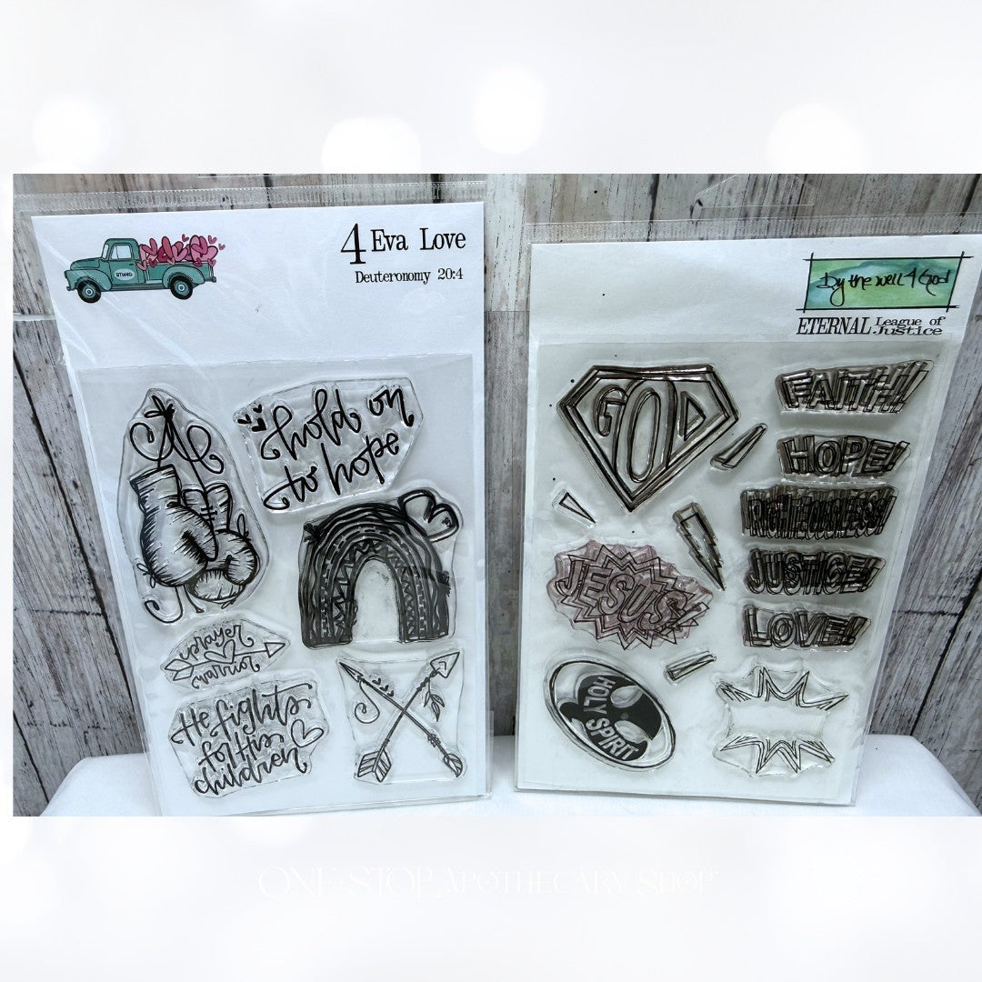 By the Well 4 God  LEAGUE OF JUSTICE Fighter Bible Journaling Rubber Stamps