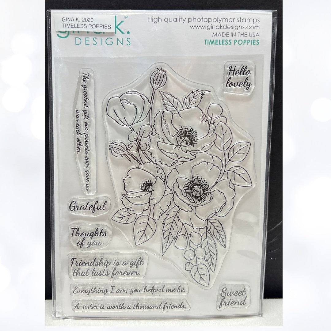 Gina K Designs TIMELESS POPPY Poppies Flowers 6x8 Rubber Stamps