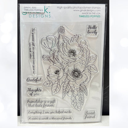 Gina K Designs TIMELESS POPPY Poppies Flowers 6x8 Rubber Stamps