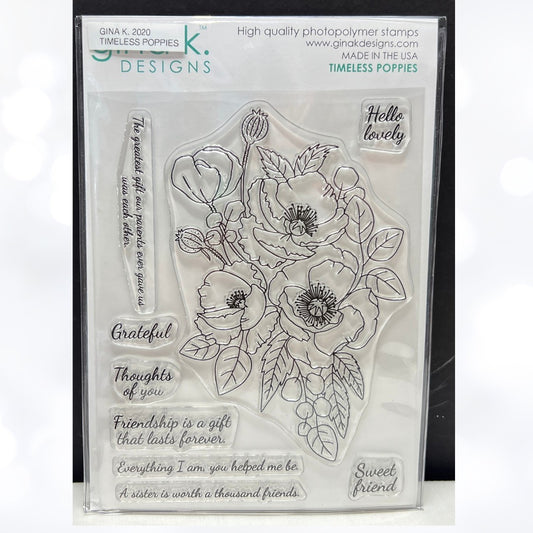 Gina K Designs TIMELESS POPPY Poppies Flowers 6x8 Rubber Stamps
