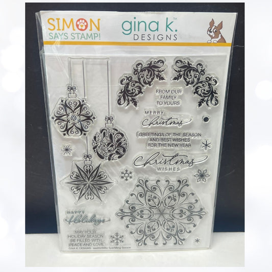 Simon Says Stamp Gina K STAMPTEMBER Sparkling Season Snowflakes Rubber Stamps