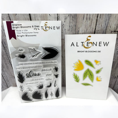 Altenew BRIGHT BLOSSOMS Flowers Floral 4x6 Rubber Stamps Dies
