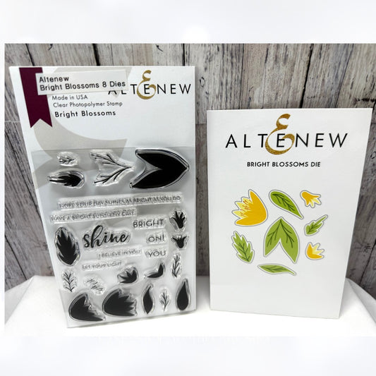 Altenew BRIGHT BLOSSOMS Flowers Floral 4x6 Rubber Stamps Dies