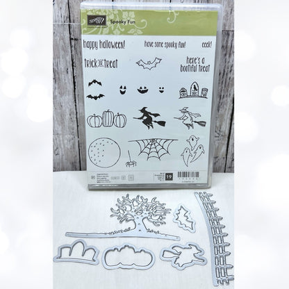 Stampin Up SPOOKY FUN Halloween Scene Edgelits Rubber Stamps Dies