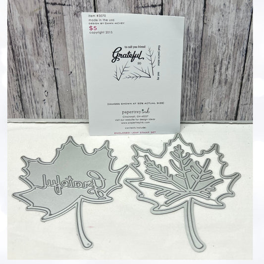 Papertrey Ink GRATEFUL LEAVES Autumn Fall Rubber Stamps Dies