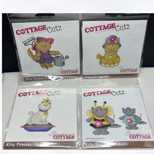 Cottage Cutz CATS Kitty Bee Princess Garden Dies Lot of 4