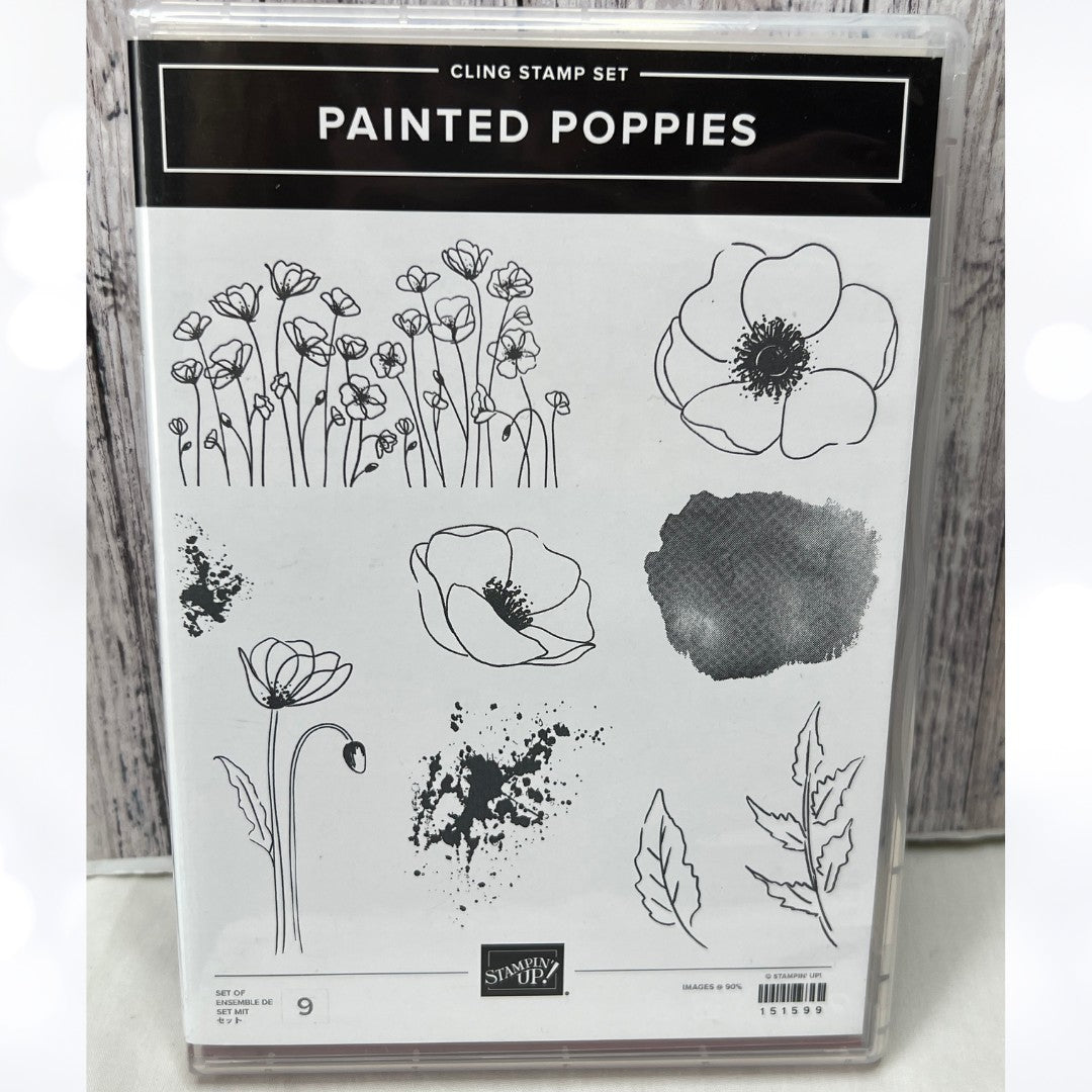 Stampin Up PAINTED POPPIES Poppy Flowers Rubber Stamps