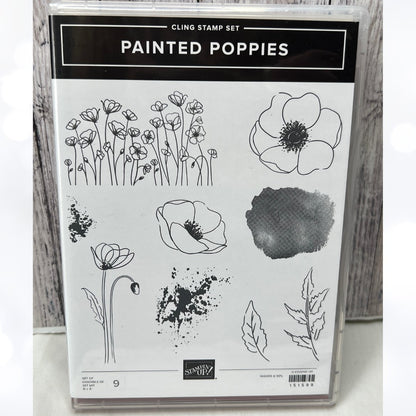 Stampin Up PAINTED POPPIES Poppy Flowers Rubber Stamps