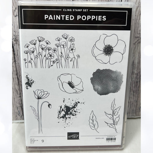 Stampin Up PAINTED POPPIES Poppy Flowers Rubber Stamps