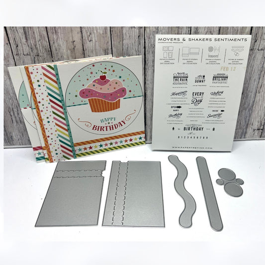 Papertrey Ink MOVERS & SHAKERS Birthday Sentiments Zippers Rubber Stamps Dies