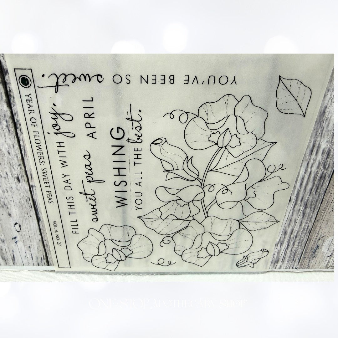 Papertrey Ink YEAR OF FLOWERS Sweet Peas Floral Rubber Stamps Dies