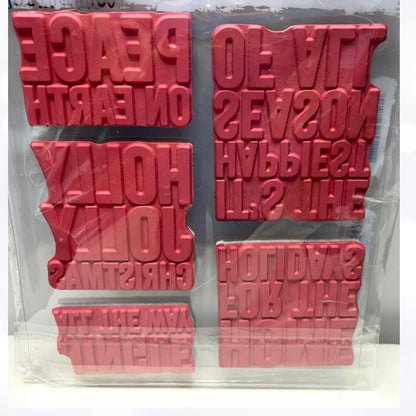 Tim Holtz BOLD TIDINGS Christmas Greetings Rubber Stamps Sets 1,2,3 & 4