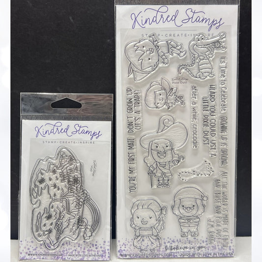 Kindred Stamps PIXIE DUST Peter Pan Disney Tinkerbell Map Rubber Stamps