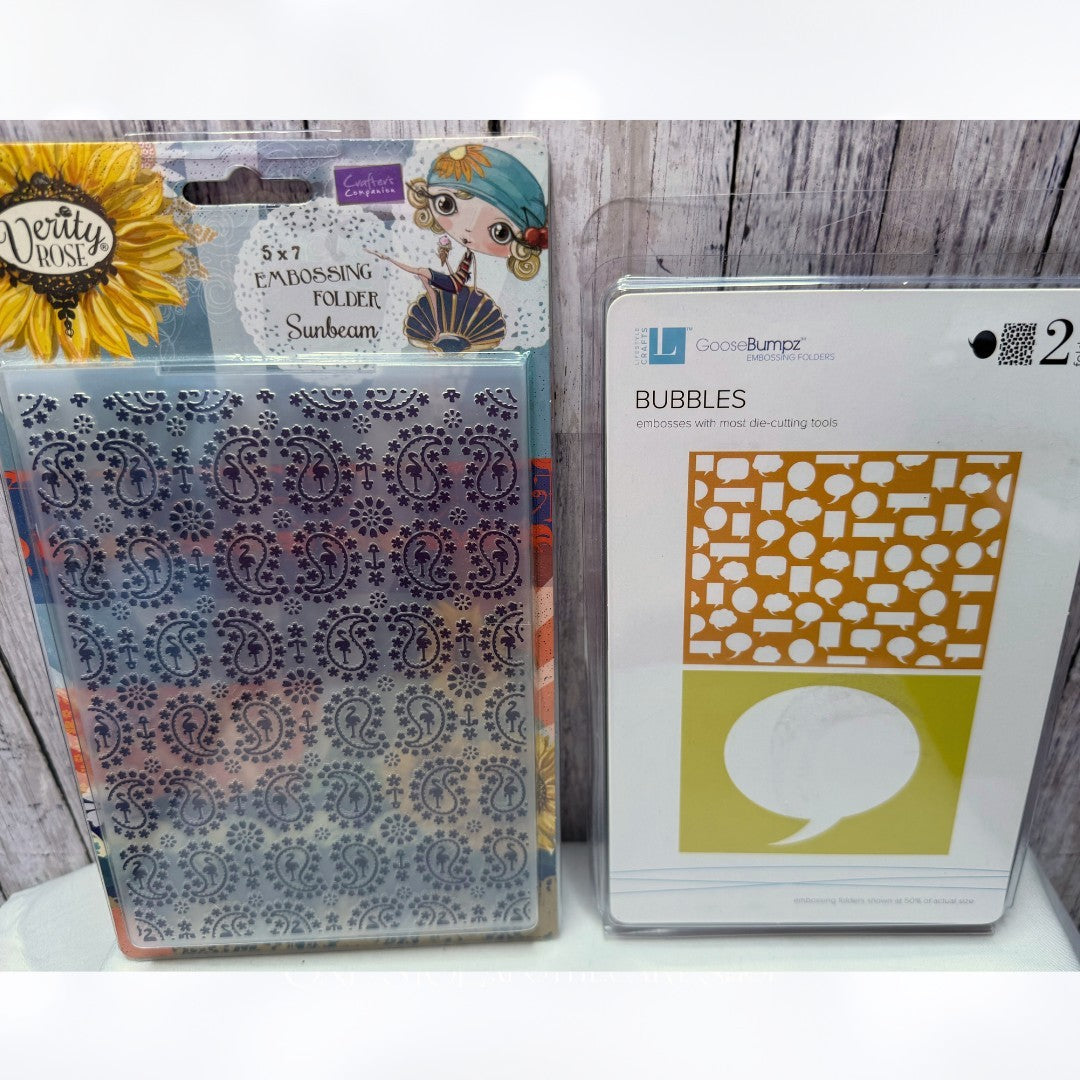 Crafters Companion Floral Bubbles Sunbeam Embossing Folders Lot of 4