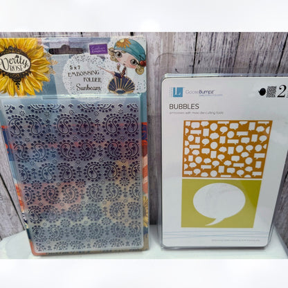 Crafters Companion Floral Bubbles Sunbeam Embossing Folders Lot of 4