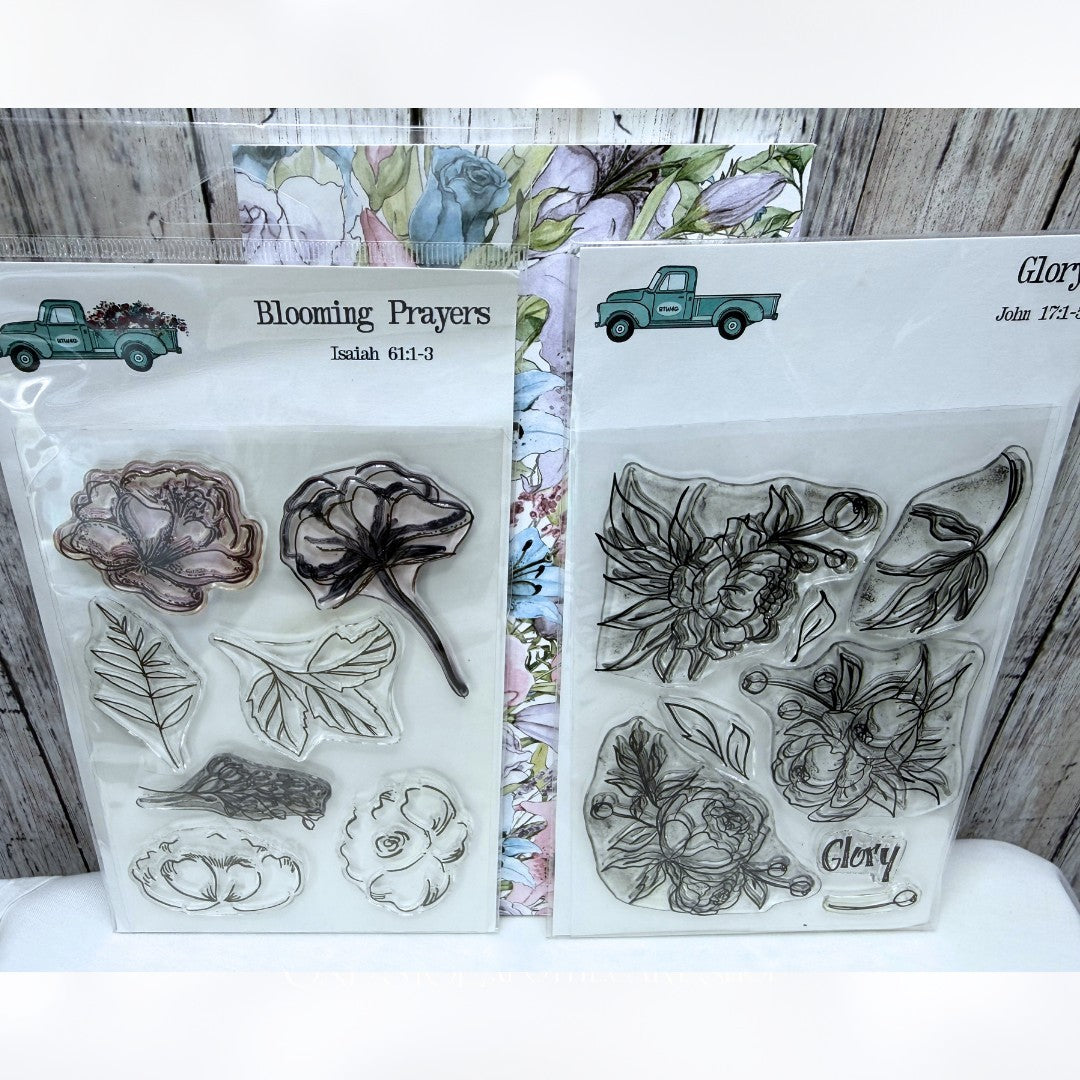By the Well 4 God BLOOMING PRAYERS Glory Floral Bible Journaling Rubber Stamps