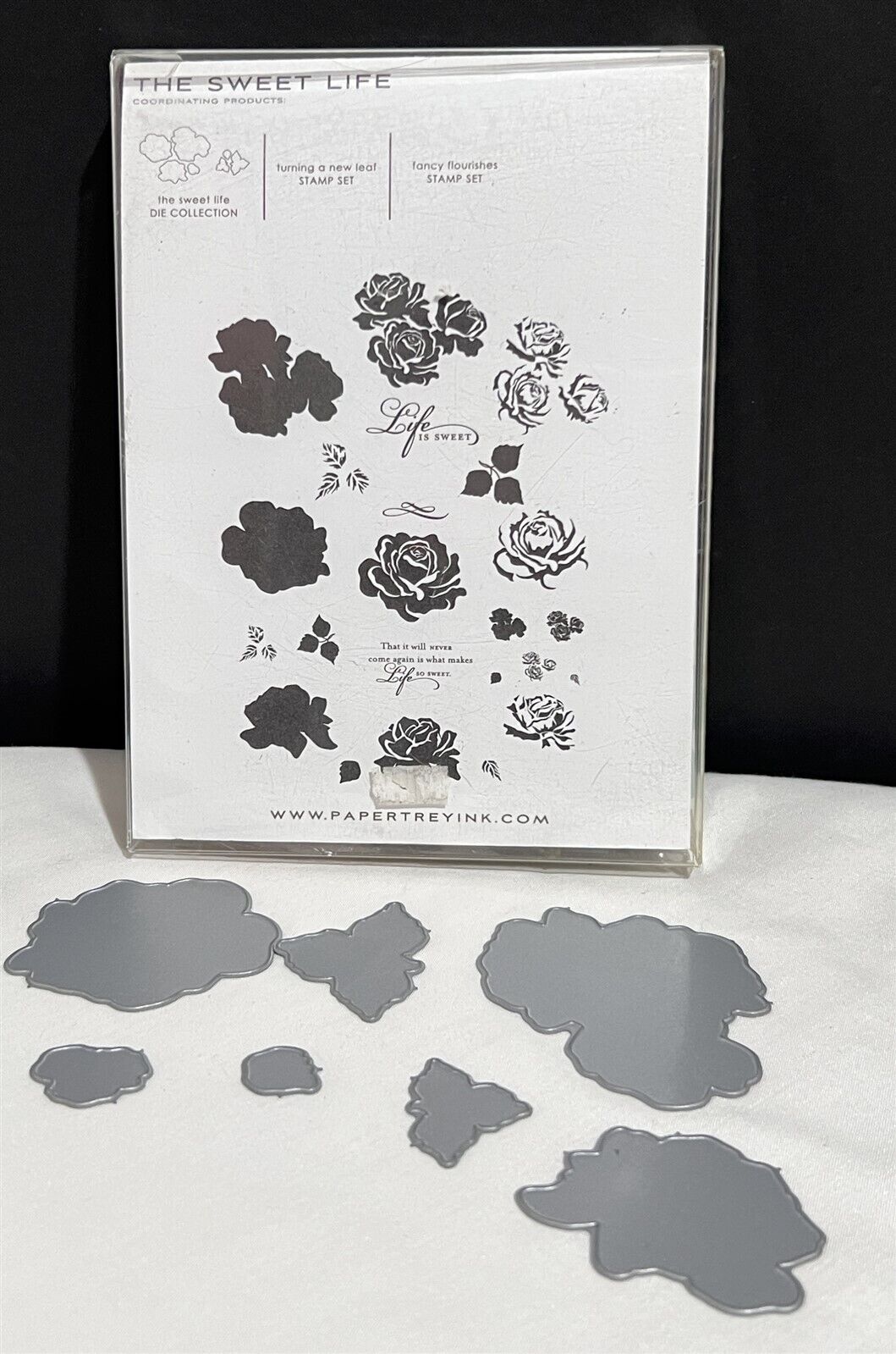 Papertrey Ink THE SWEET LIFE Flowers Floral Roses Rubber Stamps Dies Set Rare