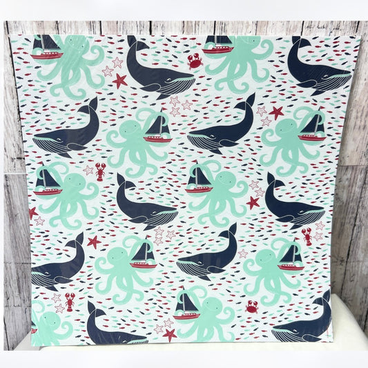 Stampin Up MARITIME Beach Whale DSP 12x12 Cardstock Paper 12 Sheets