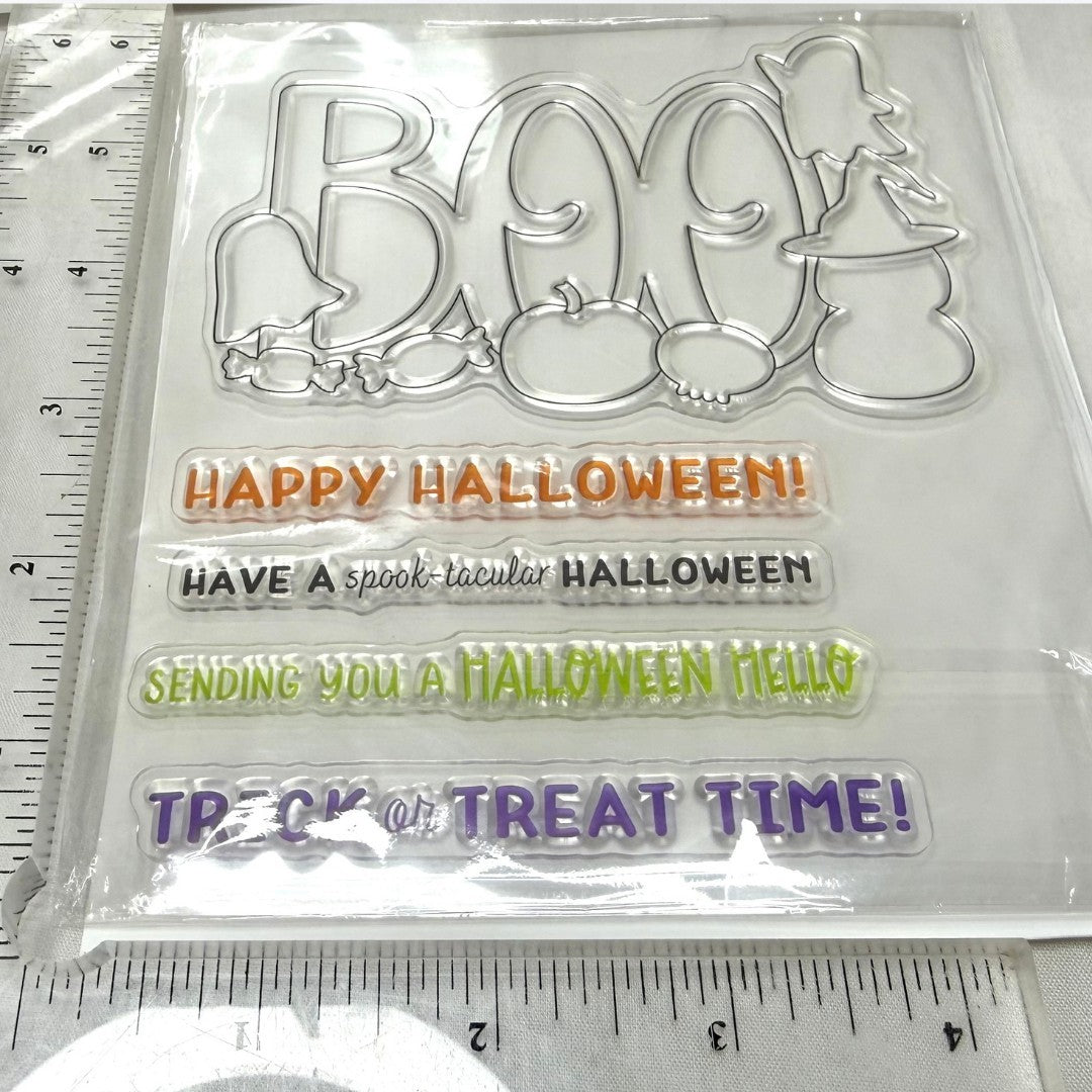 Diamond Press BOO Halloween Rubber Stamps Stencils