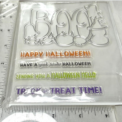 Diamond Press BOO Halloween Rubber Stamps Stencils