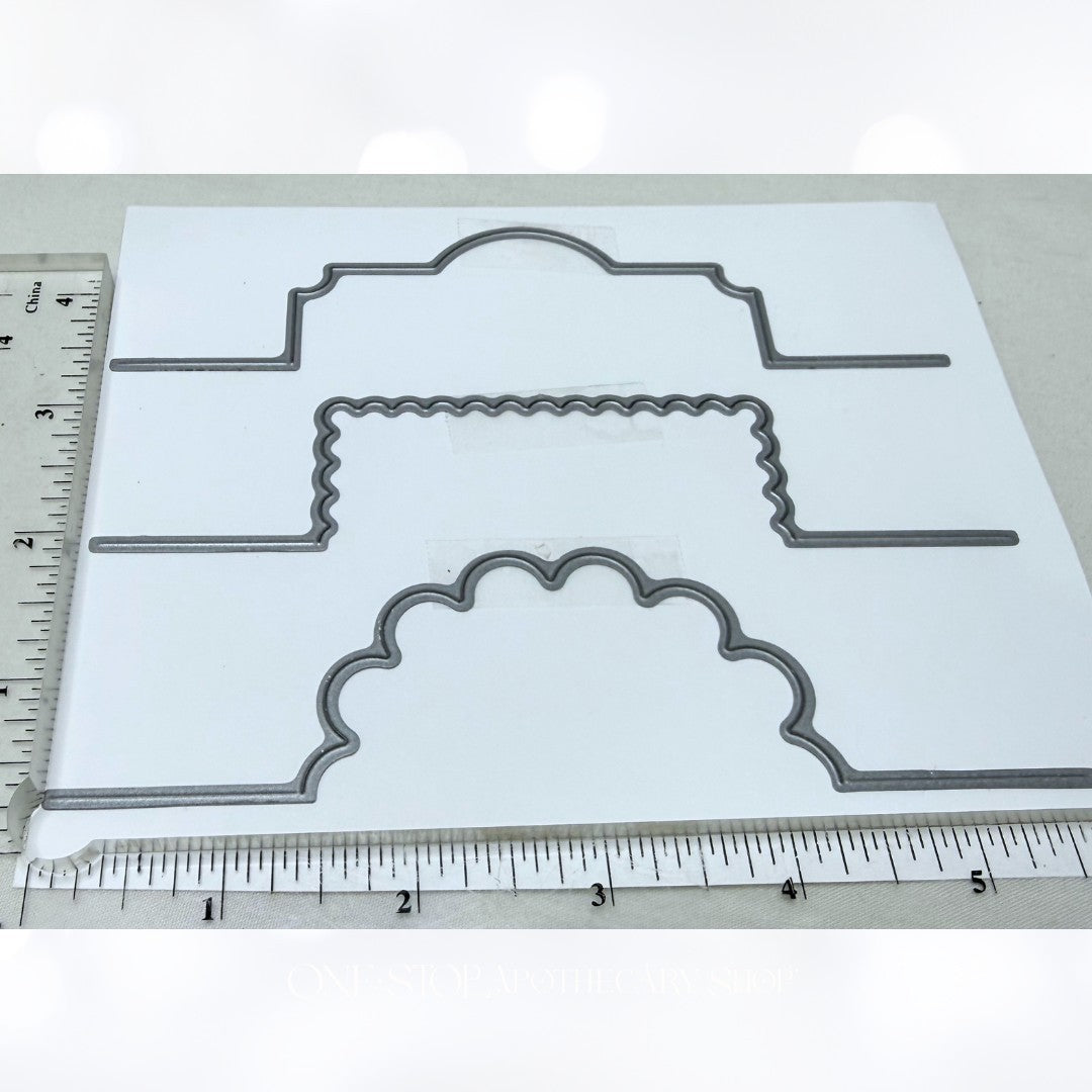 SCALLOP CIRCLE Rectangle Fancy Label Interacrive Foldover Card Dies Set of 3