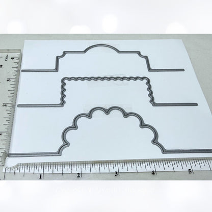 SCALLOP CIRCLE Rectangle Fancy Label Interacrive Foldover Card Dies Set of 3