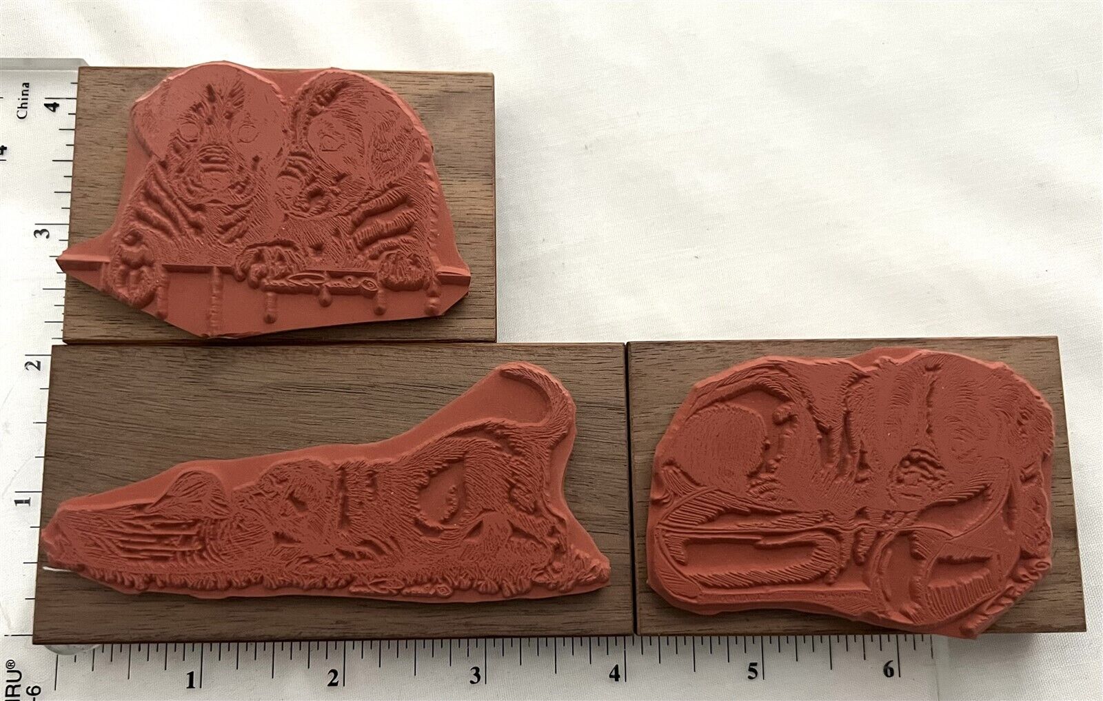 The Stamp Gallery DOGS Puppy Puppies Wood Rubber Stamps Lot of 6