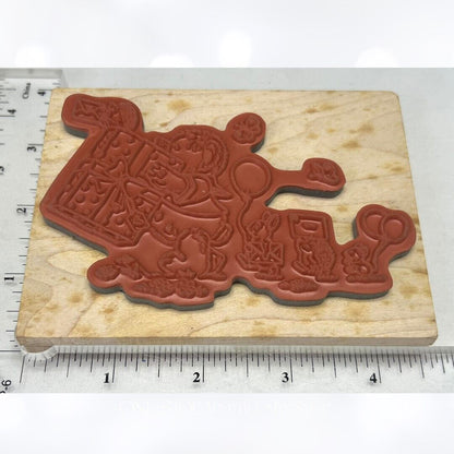 Penny Black TEAM TEDDY Bear Birthday Margaret Sherry Wood Rubber Stamp