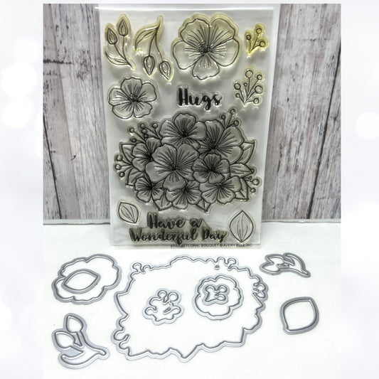 Avery Elle FLORAL BOUQUET Flowers Hydrangea Rubber Stamps Dies