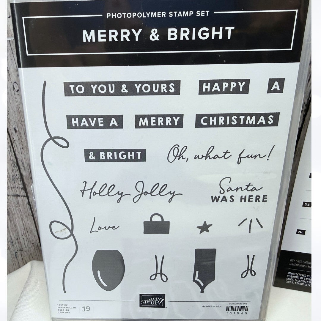 Stampin Up MERRY & BRIGHT Christmas Lights Rubber Stamps Dies