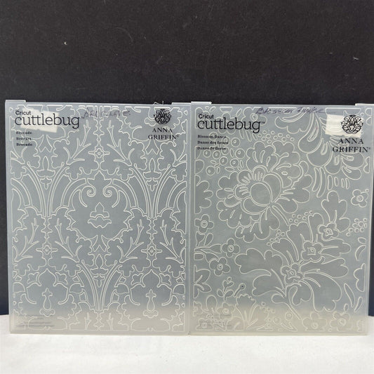 Cuttlebug ANNA GRIFFIN Brocade Blossom Dance Embossing Folders Lot of 2