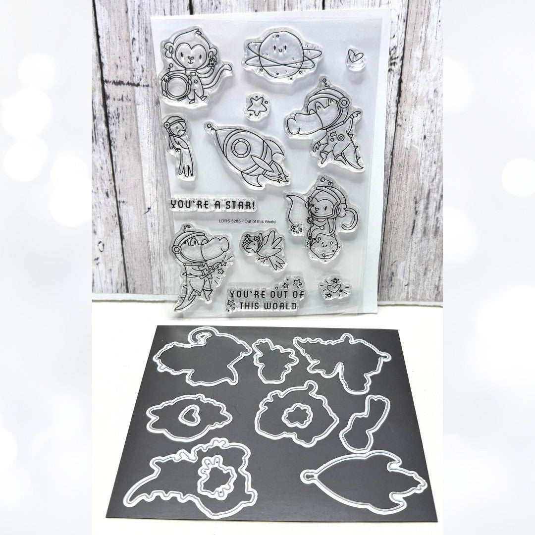 LDRS Designs OUT OF THIS WORLD Space Animals Rubber Stamps Dies