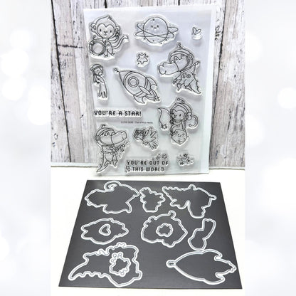 LDRS Designs OUT OF THIS WORLD Space Animals Rubber Stamps Dies