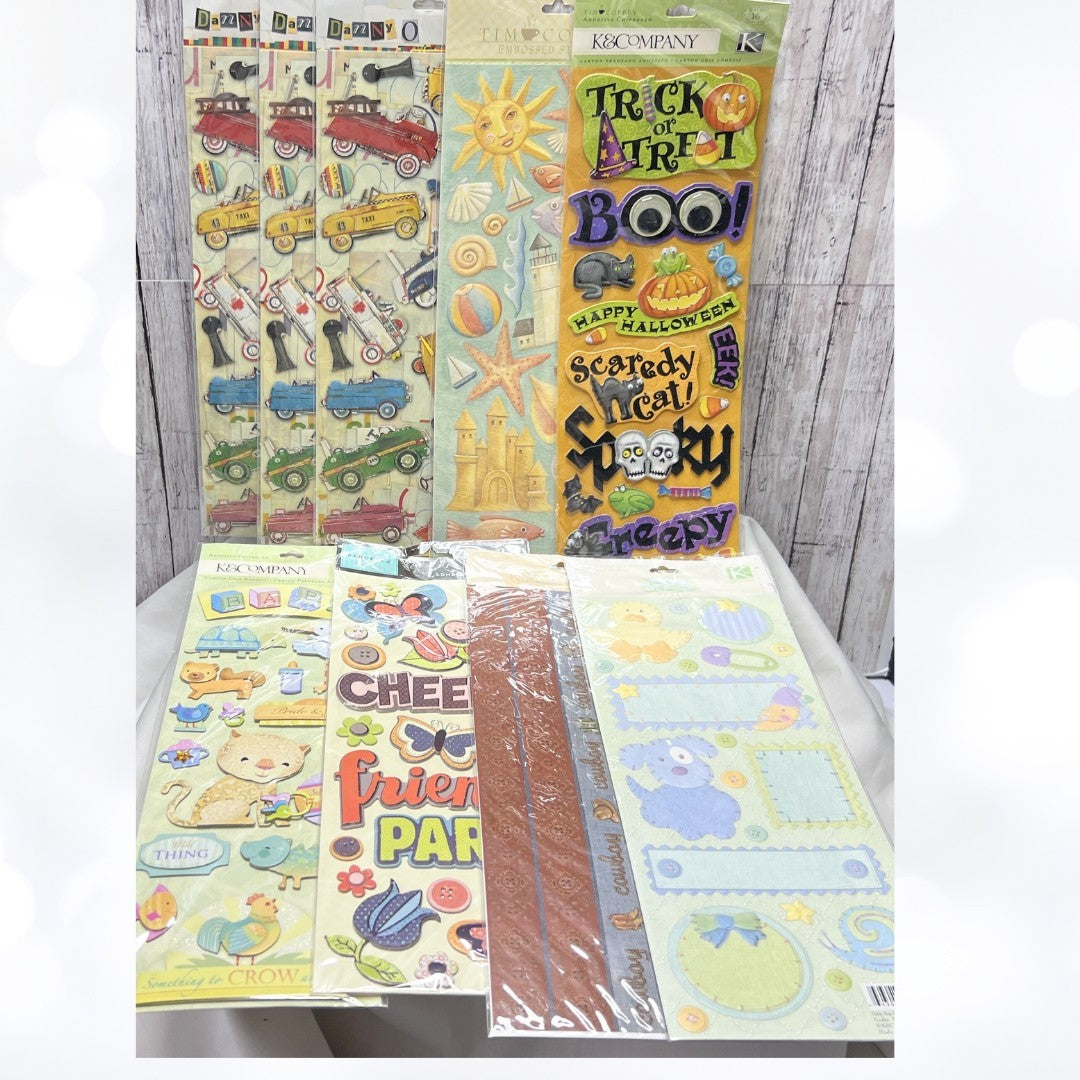 K & Company STICKERS Halloween Baby Cars 12 Inch Lot of 9