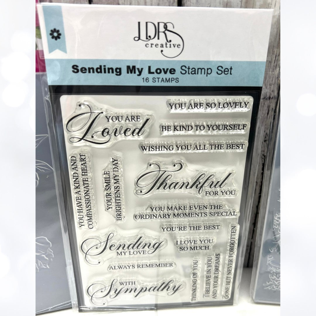 LDRS Designs TUFTED PETALS Sentiments Love Rubber Stamps 3D Embossing Folders