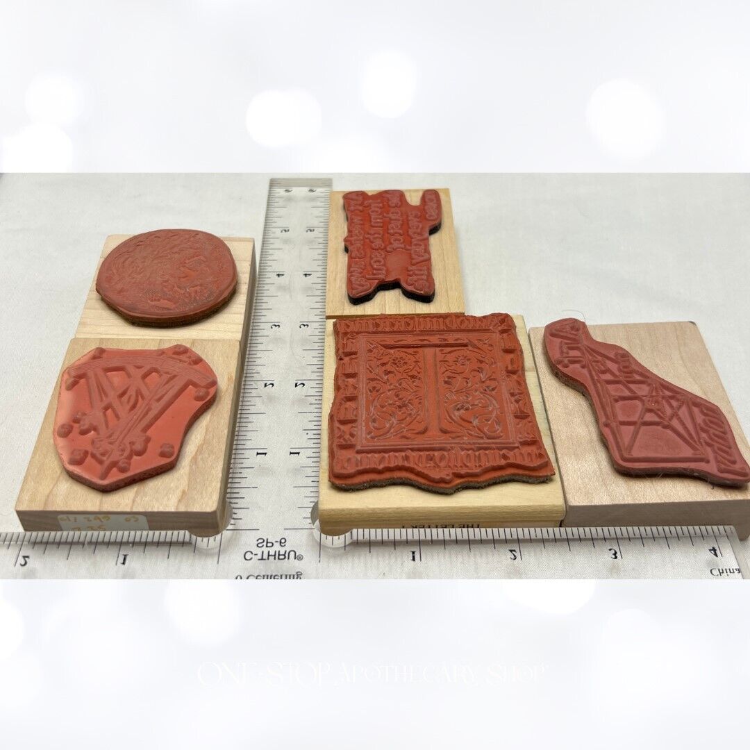 Stampington PSX MIXED MEDIA Wood Rubber Stamps Lot of 5