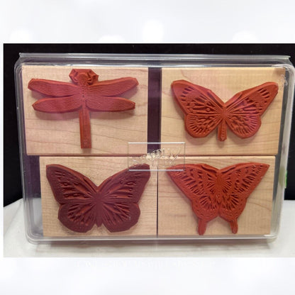 Stampin Up WONDERFUL WINGS Dragonfly Butterfly Rubber Stamps