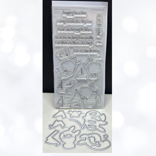 My Favorite Things YOU KEEP ME AFLOAT Bunny Rabbit Rubber Stamps Dies