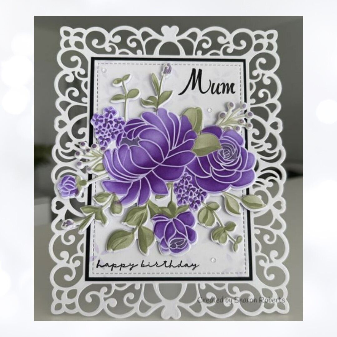 Lisa Horton DAHLIA & ROSES Flowers Floral 3D Embossing Folder Die