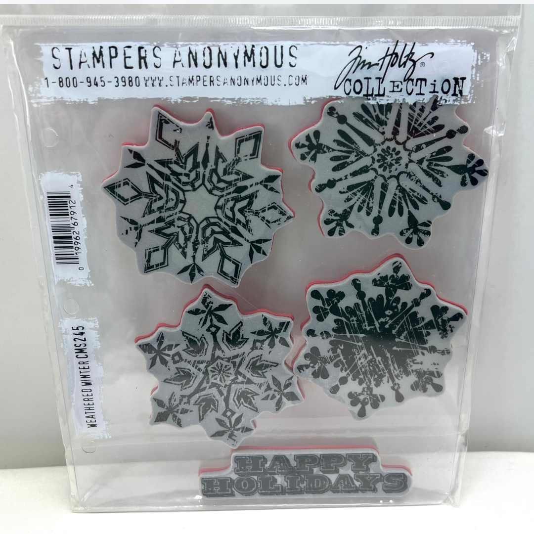 Tim Holtz WEATHERED WINTER Snowflakes Christmas CMS245 Rubber Stamps