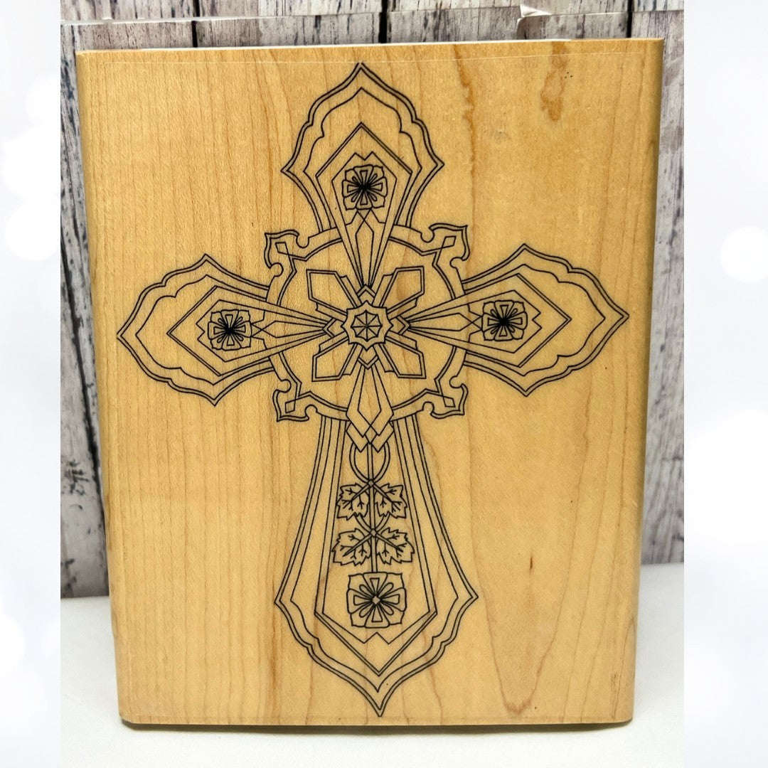 Holly Berry House KILDARE CROSS Religious Easter Wood 1900-S Rubber Stamp