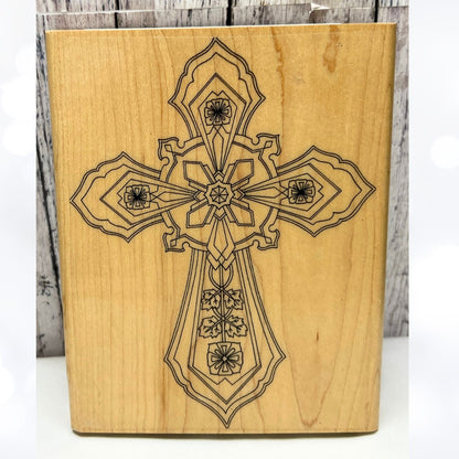 Holly Berry House KILDARE CROSS Religious Easter Wood 1900-S Rubber Stamp