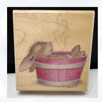 House Mouse BUNNY BATH Tub Rabbit Hopper Rubber Stamp