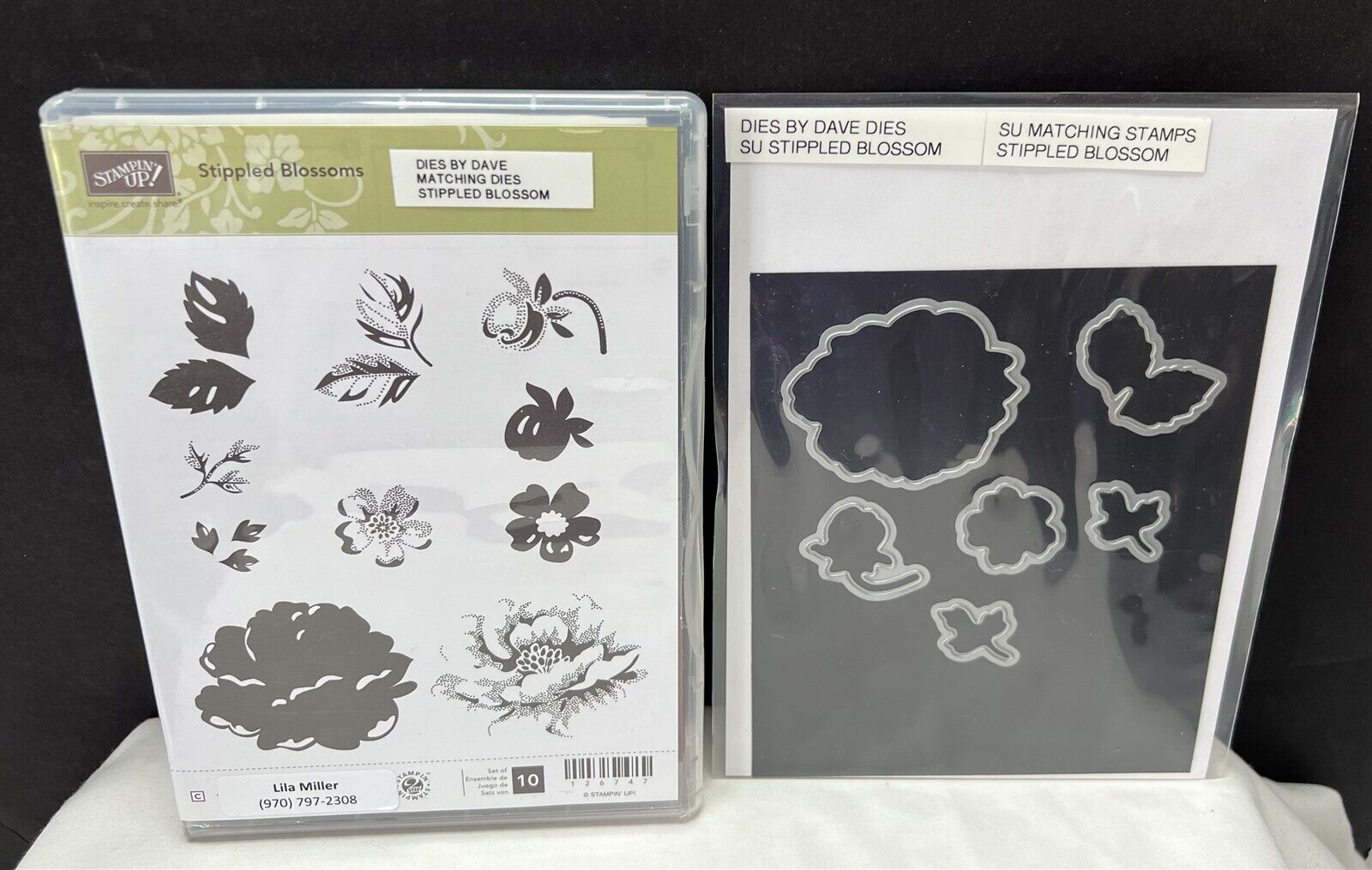 Stampin Up STIPPLED BLOSSOMS Flowers Floral Rubber Stamps Dies By Dave Rare