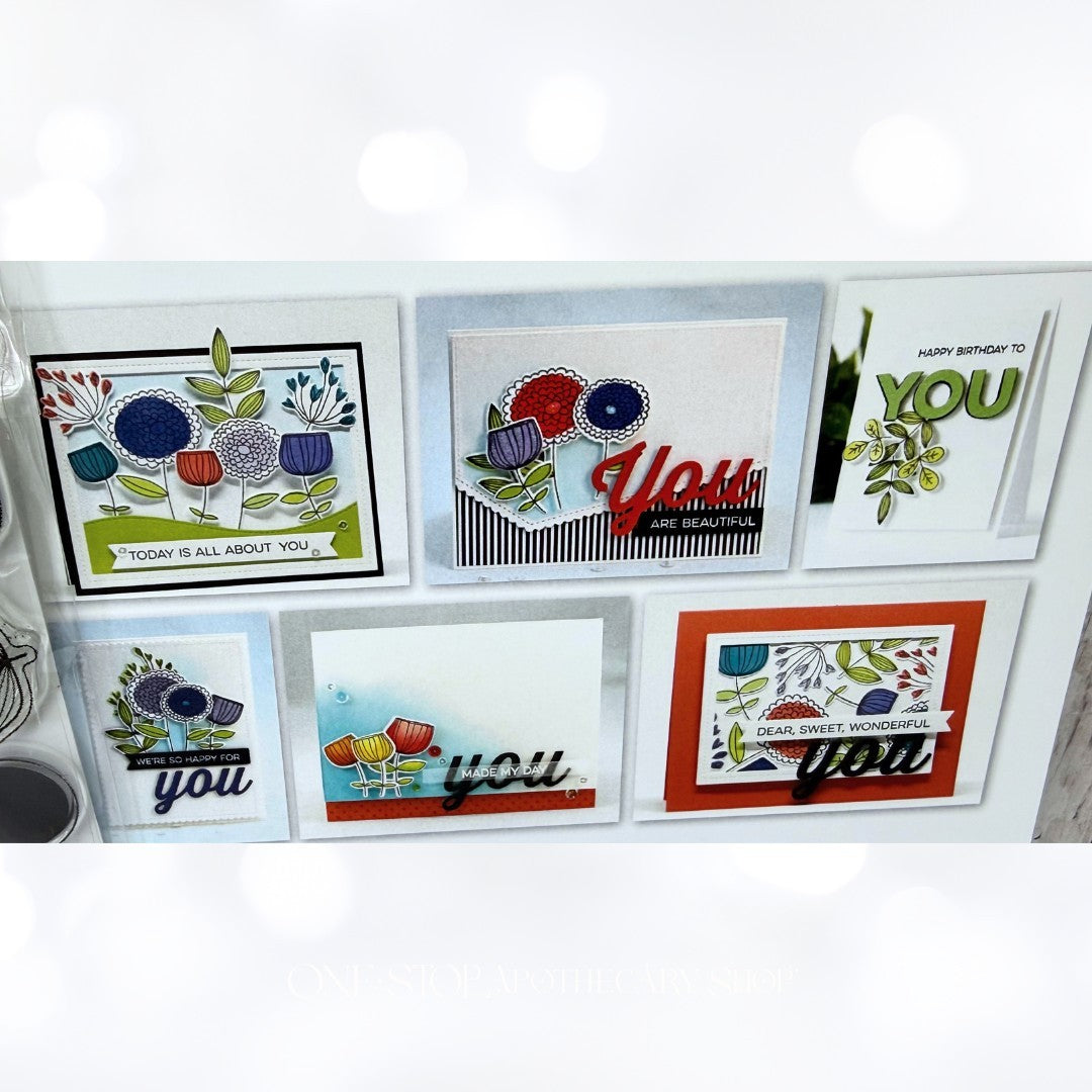 My Favorite Things SKETCHY FLOWERS Rubber Stamps Dies Kit