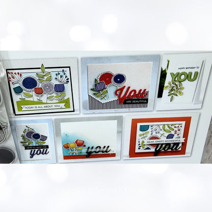 My Favorite Things SKETCHY FLOWERS Rubber Stamps Dies Kit
