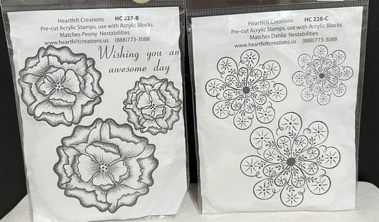 Heartfelt Creations PEONY & DAHLIA Nestabilities Flowers Floral Rubber Stamps 